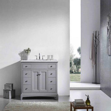 Eviva Elite Princeton 48″ Solid Wood Bathroom Vanity Set with Double OG White Carrera Marble Top Vanity Eviva